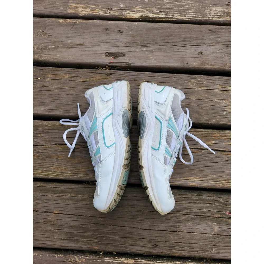 Vionic‎ Walker Sneakers White Teal Leather Orthopedic Walking Shoes Size 9
